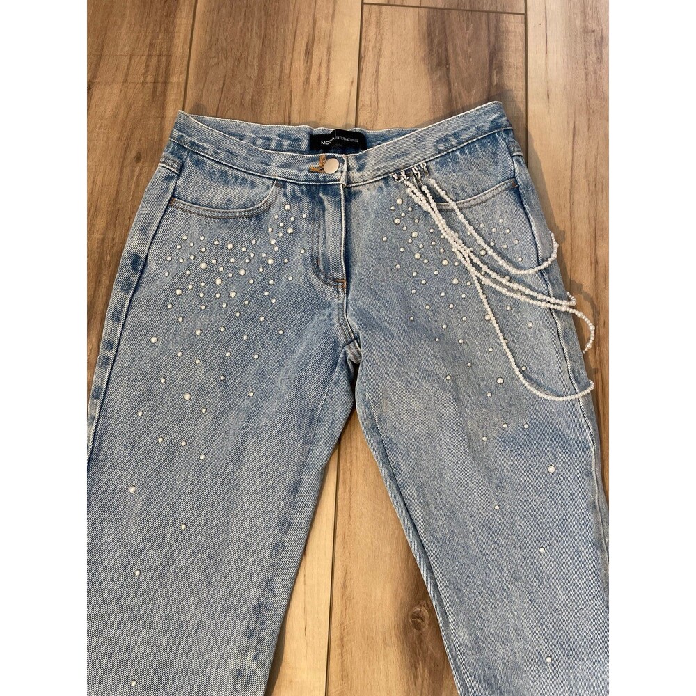 Vintage Moda international jeans pearl studs and chains